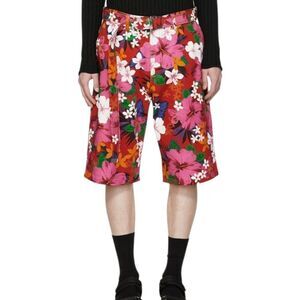 Ami Alexandre Mattiussi Red Floral Worker Shorts Size 32 Cotton jorts